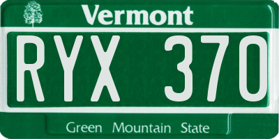 VT license plate RYX370