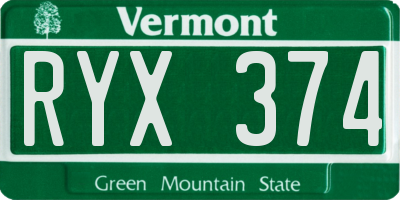 VT license plate RYX374