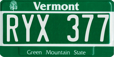 VT license plate RYX377