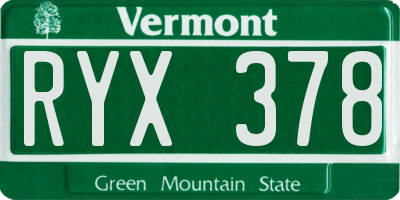 VT license plate RYX378