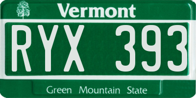 VT license plate RYX393