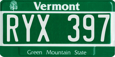 VT license plate RYX397