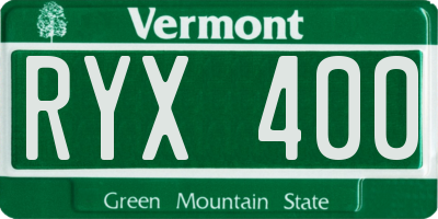 VT license plate RYX400