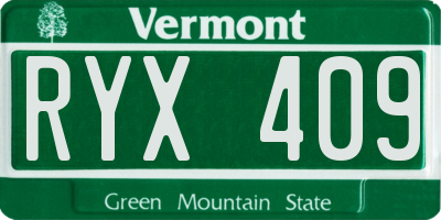 VT license plate RYX409