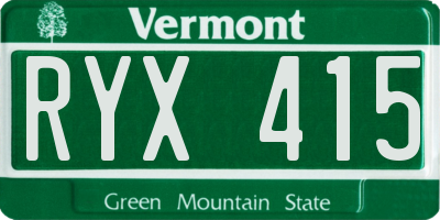 VT license plate RYX415