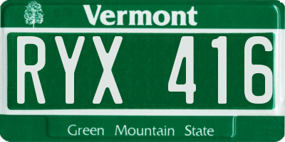 VT license plate RYX416