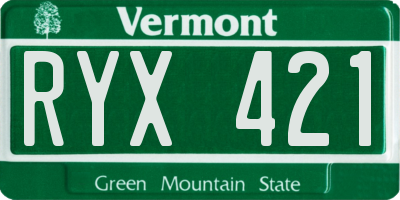 VT license plate RYX421