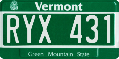 VT license plate RYX431