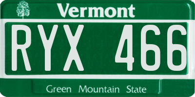 VT license plate RYX466