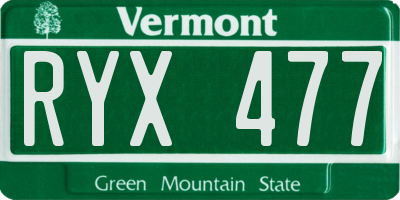 VT license plate RYX477