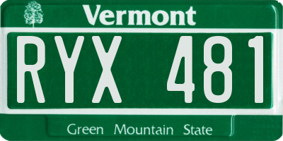 VT license plate RYX481