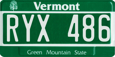 VT license plate RYX486