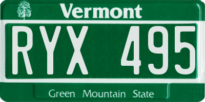 VT license plate RYX495