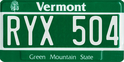 VT license plate RYX504
