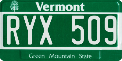 VT license plate RYX509