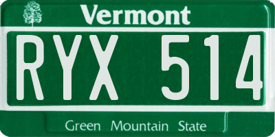 VT license plate RYX514