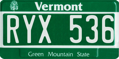 VT license plate RYX536