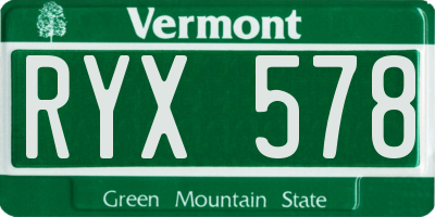 VT license plate RYX578