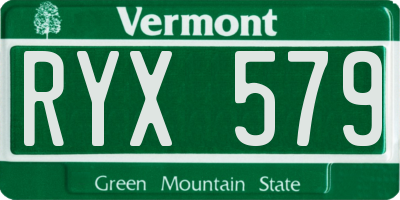 VT license plate RYX579