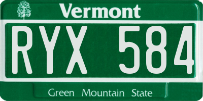 VT license plate RYX584