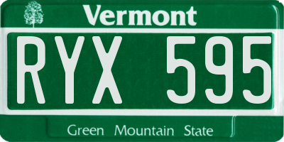 VT license plate RYX595