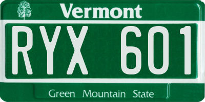 VT license plate RYX601