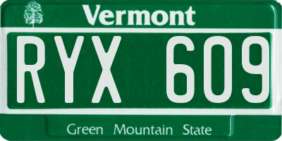 VT license plate RYX609
