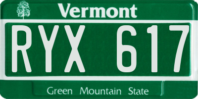 VT license plate RYX617