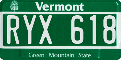 VT license plate RYX618