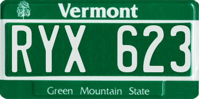 VT license plate RYX623