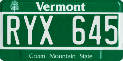 VT license plate RYX645