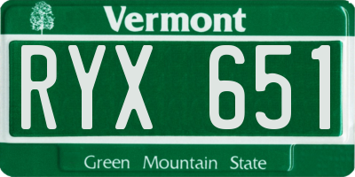 VT license plate RYX651