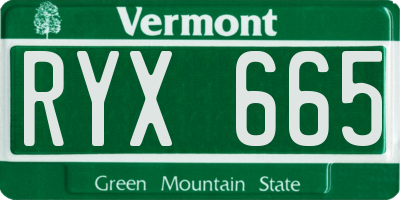 VT license plate RYX665