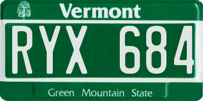 VT license plate RYX684