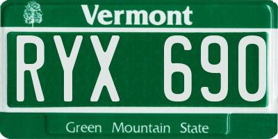 VT license plate RYX690