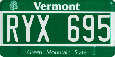 VT license plate RYX695