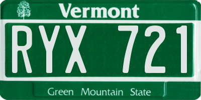 VT license plate RYX721