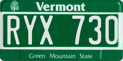 VT license plate RYX730