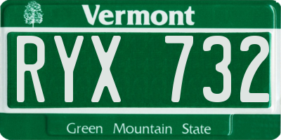 VT license plate RYX732
