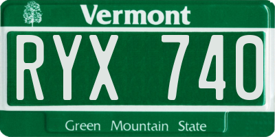 VT license plate RYX740