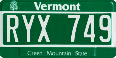 VT license plate RYX749