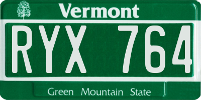 VT license plate RYX764