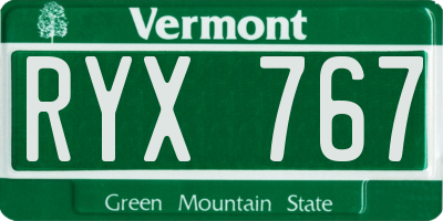 VT license plate RYX767