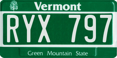VT license plate RYX797