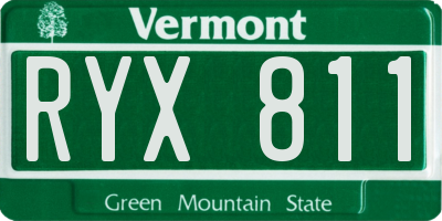 VT license plate RYX811