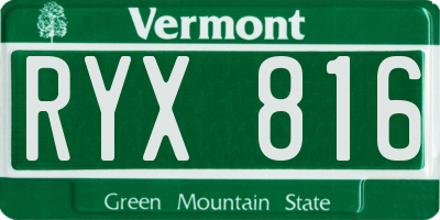 VT license plate RYX816