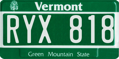 VT license plate RYX818