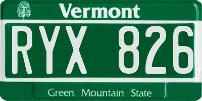 VT license plate RYX826