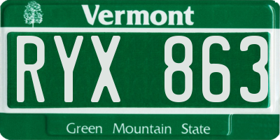 VT license plate RYX863