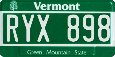 VT license plate RYX898